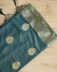 Parrot Green Zariwork Dola Silk HandWoven Saree