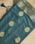 Parrot Green Zariwork Dola Silk HandWoven Saree