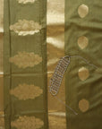 Mehndi Green Zariwork Dola Silk HandWoven Saree