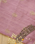 Light Purple Digital Print Embroidered Dola Silk Handwoven Saree