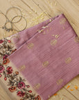 Light Purple Digital Print Embroidered Dola Silk Handwoven Saree