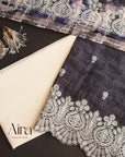 Grey Silk Digital With Kalamkari Work Suit Set