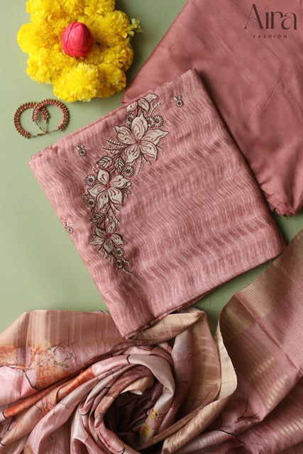 Baby Pink Multi Color Embroidered Silk Suit Set