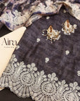 Grey Silk Digital With Kalamkari Work Suit Set