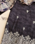 Grey Silk Digital With Kalamkari Work Suit Set