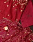 Reddish Maroon Embroidered Gold Crush Suit Set