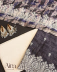 Grey Silk Digital With Kalamkari Work Suit Set